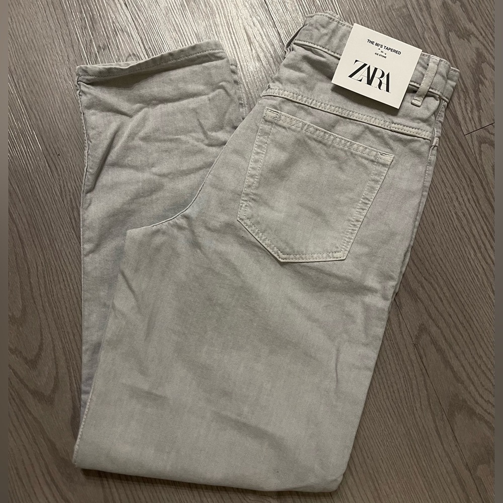 NWT Zara 80s Tapered Denim Jeans - Ice Stone